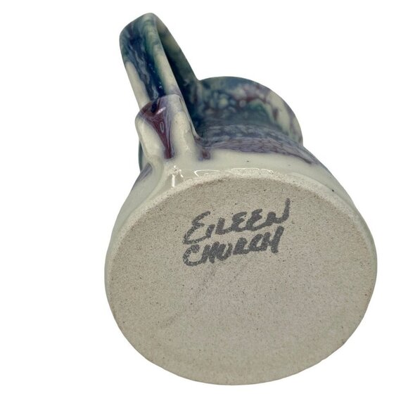 Signed Prescott Arizona Art Pottery Small Pitcher Creamer Tie-Dye Eileen Church - Picture 5 of 11